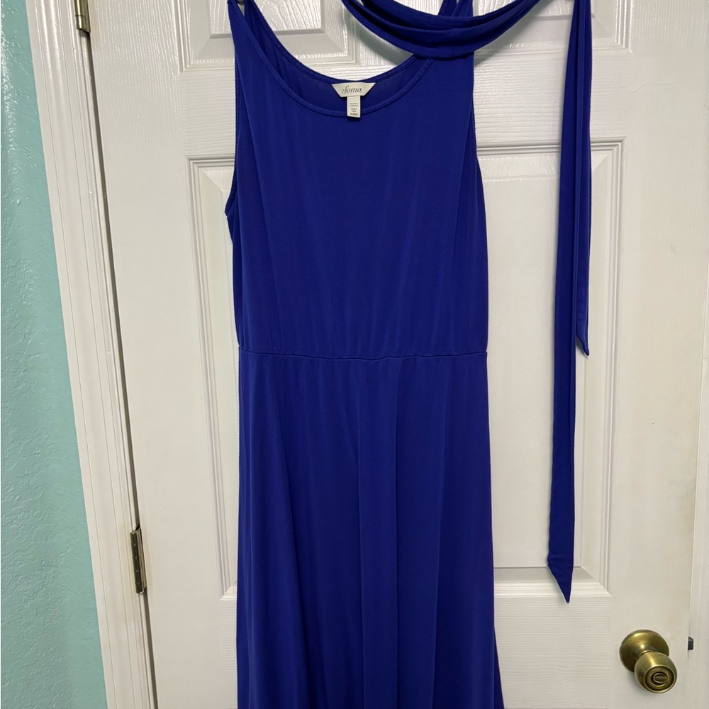 Soma Gorgeous Blue Sleeveless Dress with waist tie XL